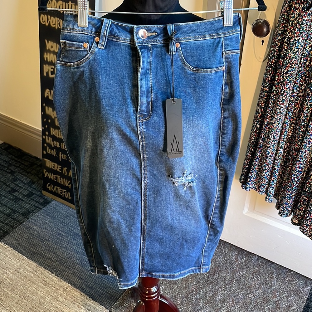 NWT Lala Anthony denim skirt high waist